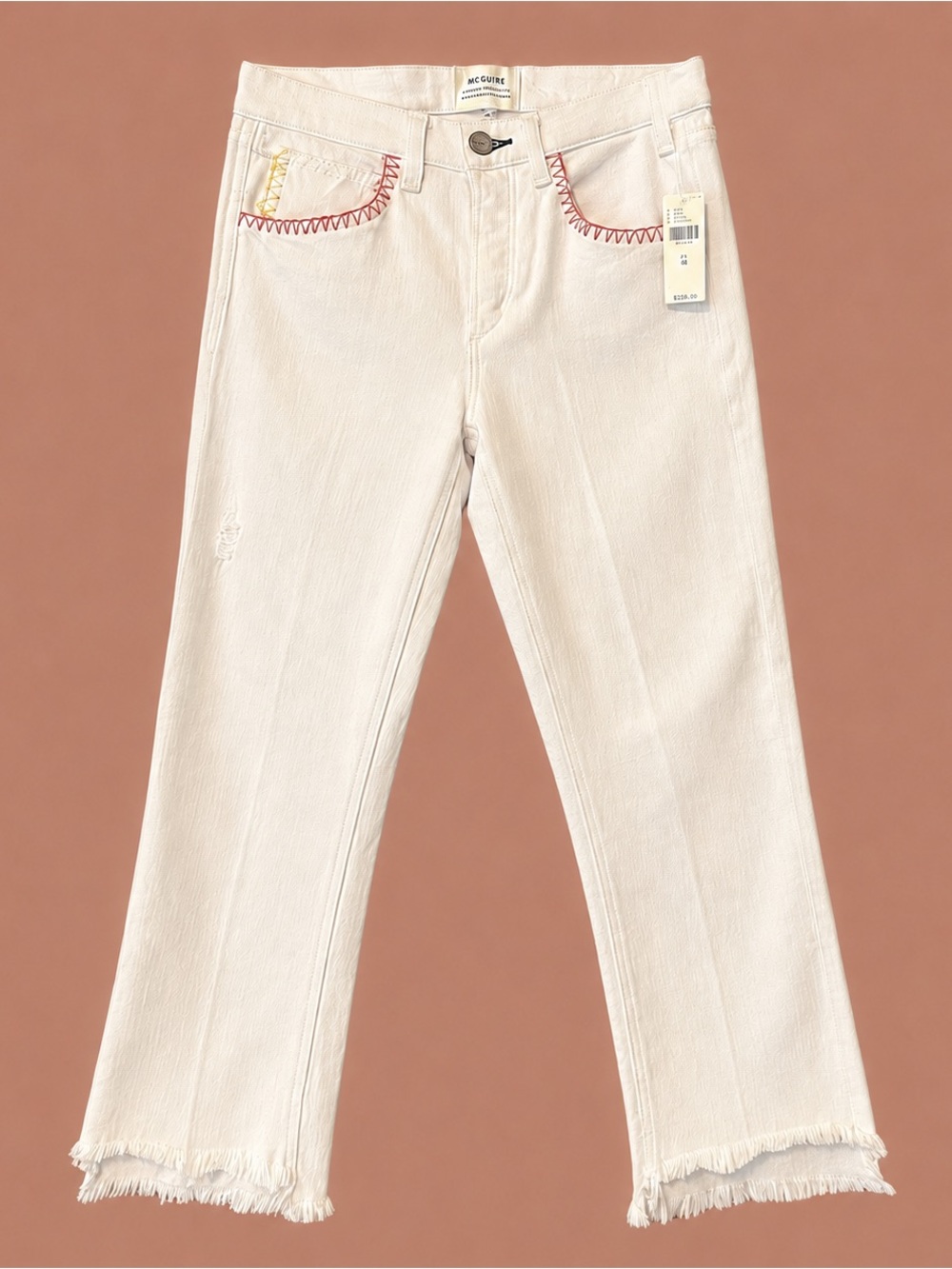 NWT 👖~ McGuire Valetta Mid-Rise Raw Hem White Jeans ~ 26